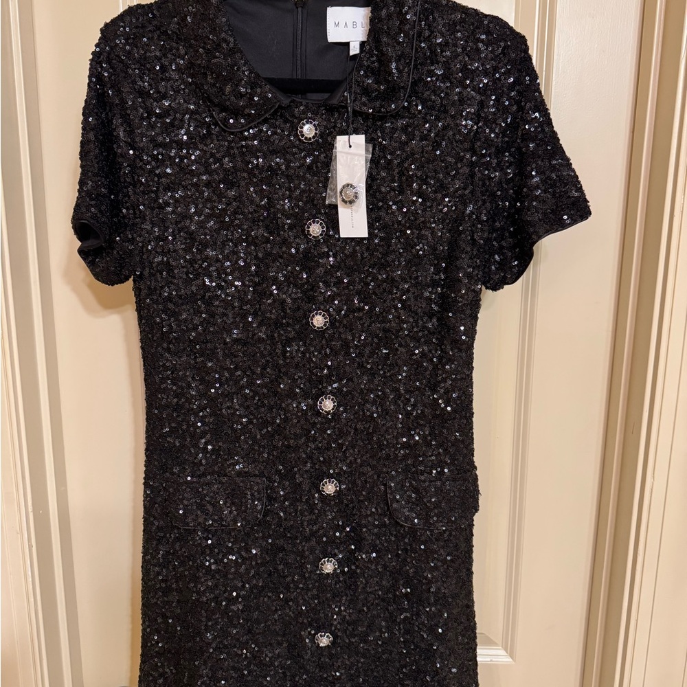 MABLE Elegant Black Mini Dress